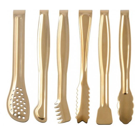 6pcs/set Stainless Steel Mini Serving Tongs 6inch Appetizers Tongs Small Sugar Tongs Ice Cube Clips Kitchen Tongs