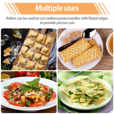 Pastry Wheel Cutter Aluminum Alloy Pastry Cutting Wheel with Ergonomic Wooden Handle Dough Cutting Roller Kitchen Baking Tool