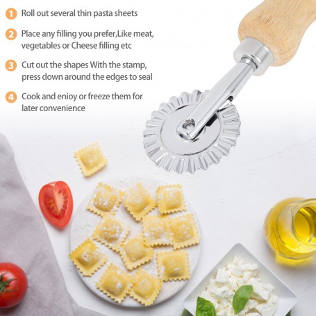 Pastry Wheel Cutter Aluminum Alloy Pastry Cutting Wheel with Ergonomic Wooden Handle Dough Cutting Roller Kitchen Baking Tool