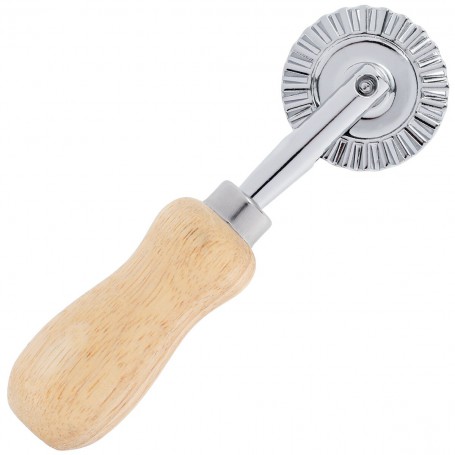 Pastry Wheel Cutter Aluminum Alloy Pastry Cutting Wheel with Ergonomic Wooden Handle Dough Cutting Roller Kitchen Baking Tool