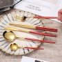 Rose Gold Stainless Steel Tableware Set Spoon, Chopsticks, Knife and Fork Suitable for Family, Hotel Tableware
