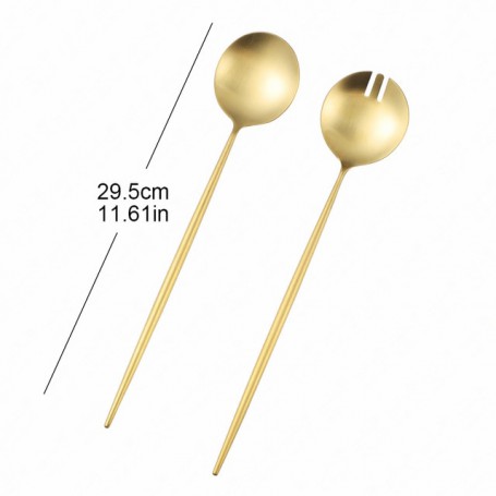 304 Stainless Steel Serving Spoon Set Kitchen Large Salad Spoon Fork Cutlery Set Dinning Server Steel Utensils Salad Scoop Fork