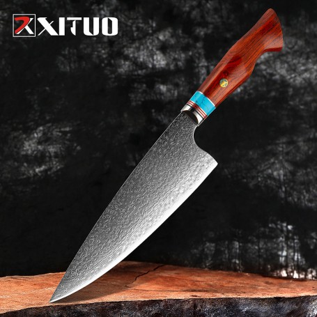 XITUO Damascus Butcher Knives Sharp professional Chef knife Cleaver VG10 Damascus Steel Kitchen Knives Utility Cooking tools