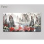 Chinese Landscape canvas paintings Red maple and boat canvas pictures vintage home decorative on the wall art for living room