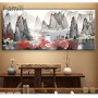 Chinese Landscape canvas paintings Red maple and boat canvas pictures vintage home decorative on the wall art for living room