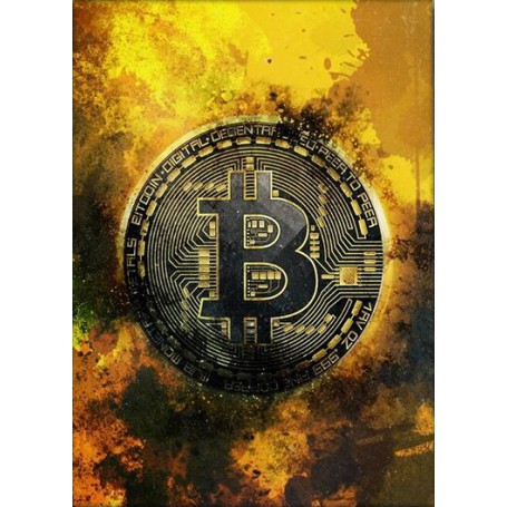Retro Abstract Bitcoin Canvas Painting Posters and Prints Inspirationnal Art Wall Picture for Living Room Home Office Decoration