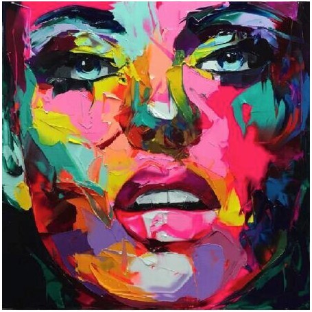 Palette knife painting portrait Palette knife Face Oil painting Impasto figure on canvas Hand painted Francoise Nielly