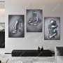 Nordic Couples Metal Figure SEgg Beater Canvas Painting Love Art Statue Poster Print Wall Picture for Living Room Decor
