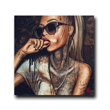 Abstract Street Cool Sexy Girl Tattoo Wearing Sunglasses Girl Canvas Painting Poster Art Picture Home Living Room Decoration
