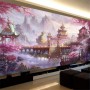 New Diy 5d Diamond Painting Full Drill Round Diamond Chinese Style Cross Stitch Kit Sakura Landscape Large Embroidery Home Decor