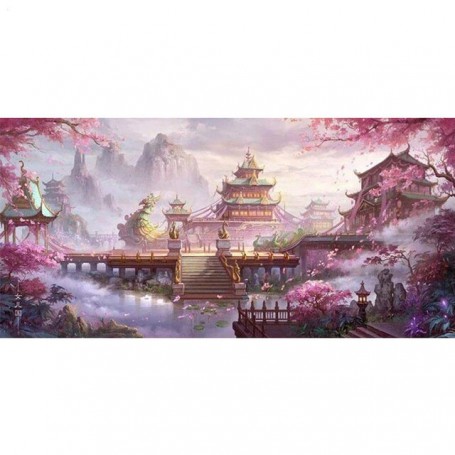 New Diy 5d Diamond Painting Full Drill Round Diamond Chinese Style Cross Stitch Kit Sakura Landscape Large Embroidery Home Decor