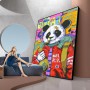 Wall Art Yellow Blue Interesting Panda Funny Face Smoking ArtPoster Money Bag Inspirational Street Canvas Painting Home Decor