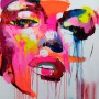 Palette knife Hand painted Large Oil acrylic canvas painting Marilyn Monroe portrait Face Francoise Nielly Wall art home decor