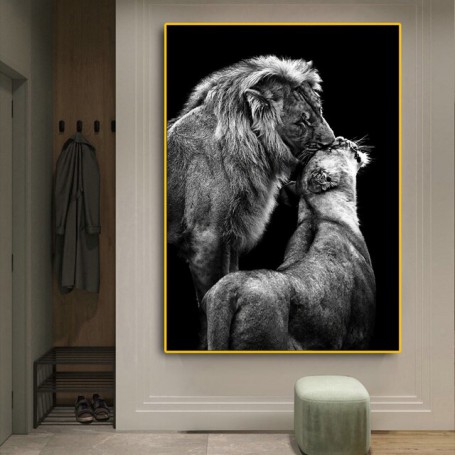 Black White Lion Oil Paintings on Canvas Posters and Prints Modern Animal Art Wall Picture For Living Room Home Decor Cuadros