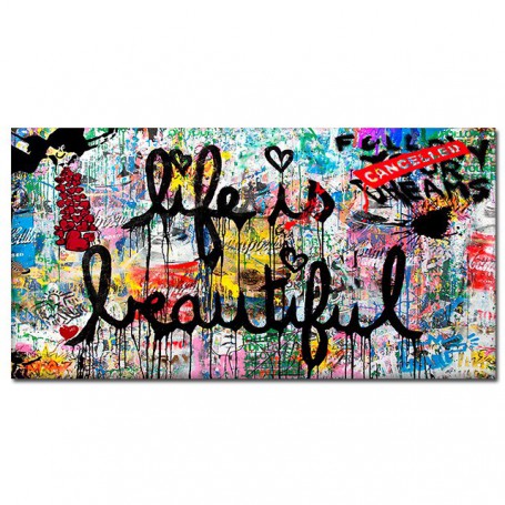 Street Graffiti Art Life Is Beautiful Positive Quotations Canvas Painting Print Poster Graffiti Artwork Wall Picture Home Decor