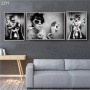 Black and White Bar Bathroom Wall Decoration Paintings Smoking and Drinking Girl Poster Retro Wall Pictrue for Toilet Home Decor