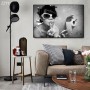 Black and White Bar Bathroom Wall Decoration Paintings Smoking and Drinking Girl Poster Retro Wall Pictrue for Toilet Home Decor