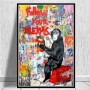 Large Size Banksy Art Canvas Posters and Prints Funny Monkeys Graffiti Street Art Wall Pictures for Modern Home Room Decor