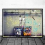 Large Size Banksy Art Canvas Posters and Prints Funny Monkeys Graffiti Street Art Wall Pictures for Modern Home Room Decor