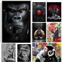 Punk Orangutan Monkey Chimp Headphones Art Canvas Print Painting Gorilla Animal Modern Wall Picture Home Decoration Poster