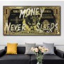 Abstract Golden Dollar Canvas Wall Art Money Never Sleeps Bull Motivational Poster And Prints Decorative Painting For Room