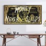 Abstract Golden Dollar Canvas Wall Art Money Never Sleeps Bull Motivational Poster And Prints Decorative Painting For Room