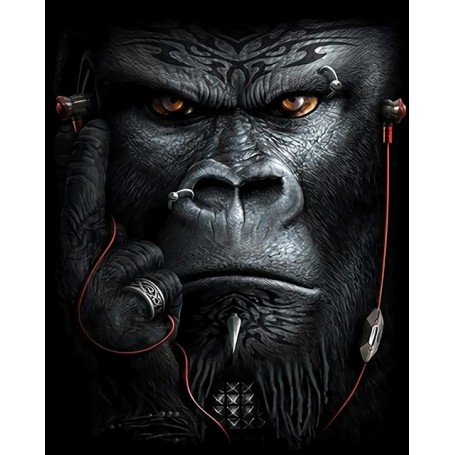 Punk Orangutan Monkey Chimp Headphones Art Canvas Print Painting Gorilla Animal Modern Wall Picture Home Decoration Poster