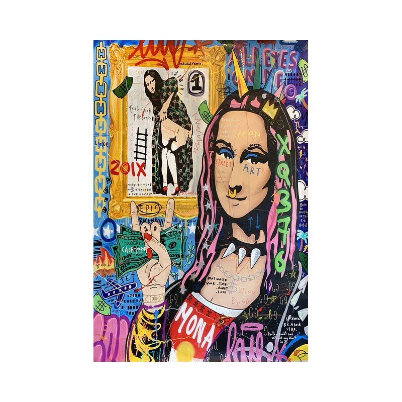 Graffiti Mona Lisa Monopoly Street Art Canvas Print Painting Abstract ...