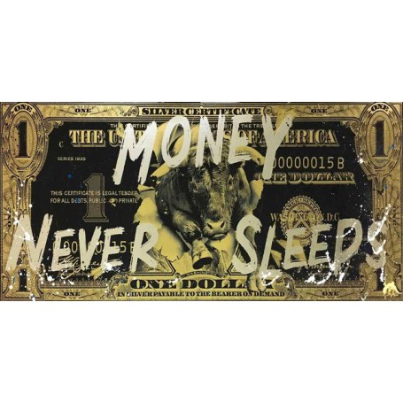 Abstract Golden Dollar Canvas Wall Art Money Never Sleeps Bull Motivational Poster And Prints Decorative Painting For Room