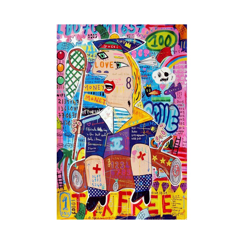 Graffiti Mona Lisa Monopoly Street Art Canvas Print Painting Abstract ...