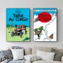Tintin Adventure Poster Camel Desert Comic Cartoon Retro Print Classic Canvas Painting Art Wall Picture Home Decor Pictures Gift