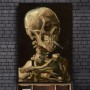 Vincent Van Gogh Skull Burning Cigarette Old Art Canvas Painting Wall Poster and Prints for Living Room Home Pictures Decoration