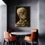 Vincent Van Gogh Skull Burning Cigarette Old Art Canvas Painting Wall Poster and Prints for Living Room Home Pictures Decoration