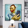 Van Gogh Abstract Phone 100% Hand Painted Figure Oil Paintings Portrait Wall Artwork For Living Room Decoration Man Face Drawing