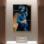 100% Hand-painted Cowboy Man Smoking Figure Oil Painting On Blue Large Size Canvas Professional Artist For Home Wall Decoration