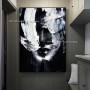 Hand-painted White and Black Figure Oil Painting on Canvas Modern Abstract Man Face Portrait Wall Painting for Living Room Decor