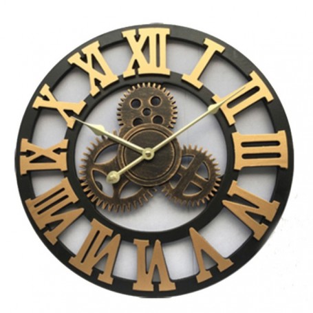 Large wall clock handmade retro wooden 3D wall clock creative wall clock decorative gear wall clock fashion trend