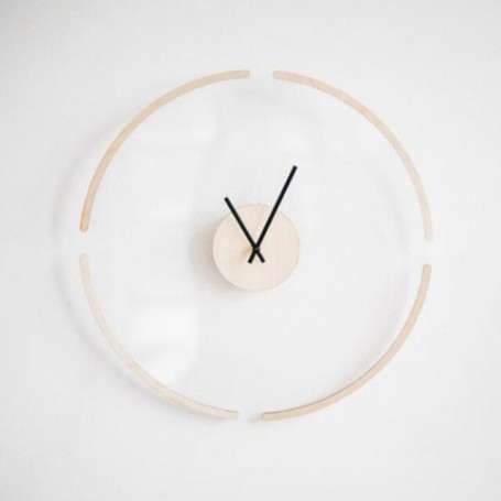 30cm Nordic Creative Transparent Suspension Clock Modern Simple Wooden Wall Clock Analog Bedroom Living Room Home Decoration