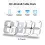 3D LED Wall Clock Digital Alarm Clock Snooze Table Clock With Romote Control Time/Date/Temperature Nightlight Display Bedroom