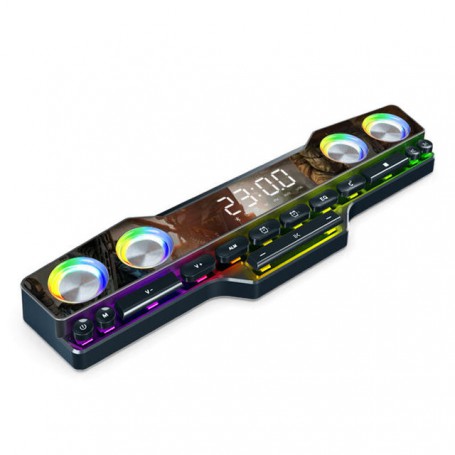 Soundbar With Clock Display Function New Wireless RGB Gaming Speaker 3D Hifi Stereo Sound Bar Music Center PC  Speaker