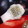 Luxury men's watch onola plastic transparent hollow full automatic mechanical watches men waterproof clock