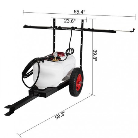 VEVOR 60L Weed Sprayer With Trailer 15.8 Gallon Pull Behind Sprayer 12 Volt Tow Behind Spot Sprayer Garden Farm Insecticiding