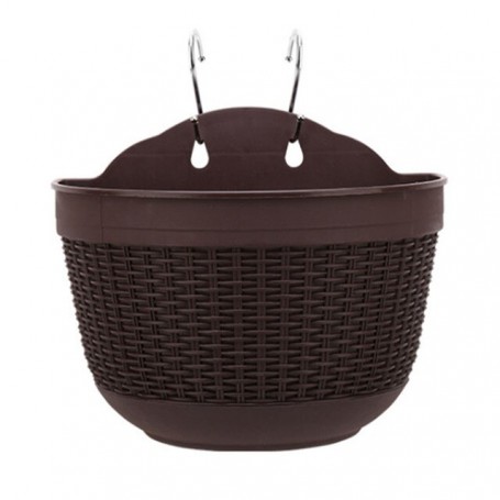 Wall-mounted Flower Pot Imitation Rattan Wall Hanging Flower Plant Pot Semicircular Resin Fence Basket for Balcony Garden Indoor