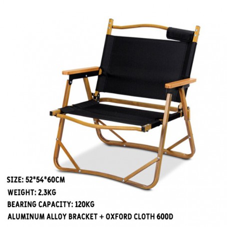 Outdoor wood grain aluminum alloy beach fishing low chair leisure portable camping chair