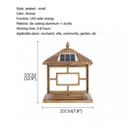 86LIGHT Solar Outdoor Light LED Post Light Waterproof Modern Pillar Lighting For Patio Porch Balcony Courtyard Villa