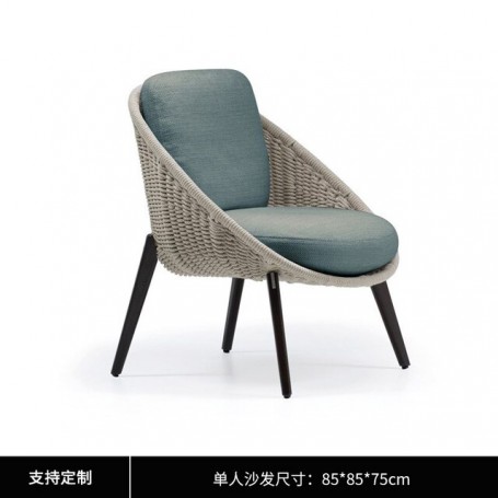 Nordic outdoor sofa single rattan pedal garden hotel living room leisure terrace