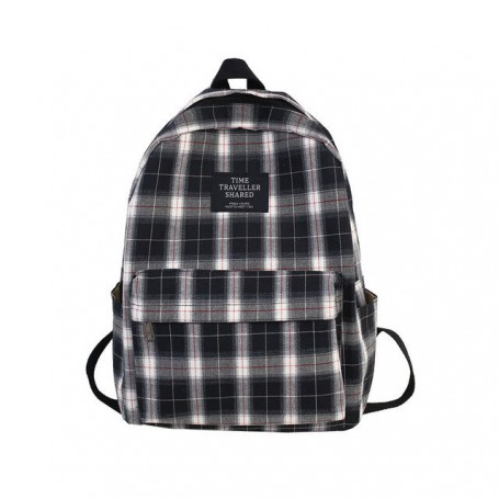 Japanese Plaid Backpack Women Korean Large Capacity Students Schoolbag Campus Stripe Style Fashionable Girls Travel Bag Backpack