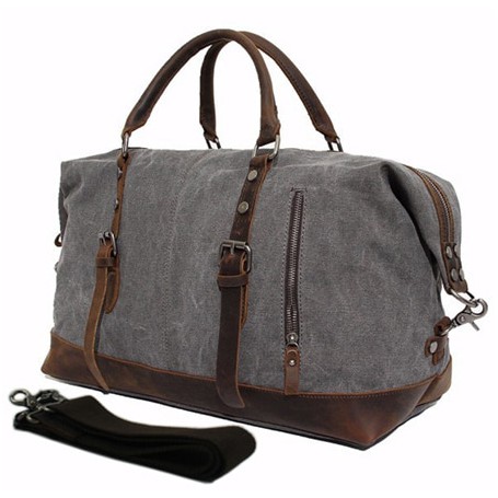 Bag Vintage military Canvas Leather men travel bags Carry on Luggage