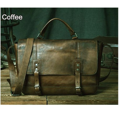 Vintage Genuine Leather Messenger Bag men Leather Shoulder Bag Men Crossbody Bag Male Sling Leisure Bag Tote Handbag Brown Grey