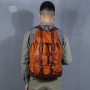 Top Quality Vintage Folds Vegetable Tanned Cowhide Men's Backpack Unisex Big Capacity Casual Leather School Bag Male Travel Bag